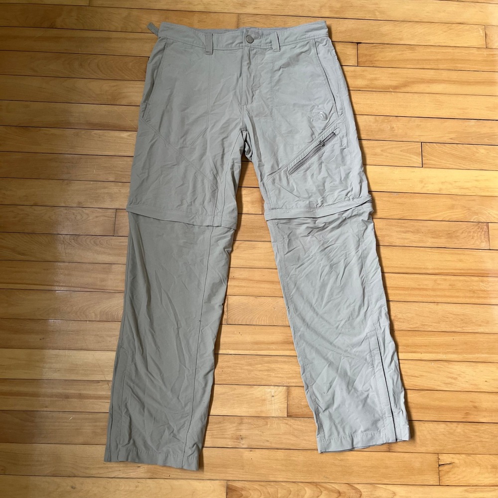 The North Face Mens Convertible Hiking Pants Grey Zip Off Shorts Size 32 Regular